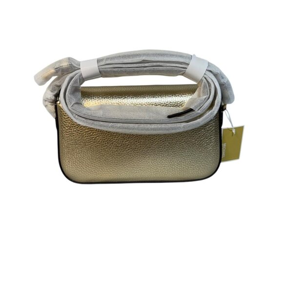 NWT Michael Kors Jet Set Travel Small Metallic Leather Crossbody - GOLD - Picture 11 of 12